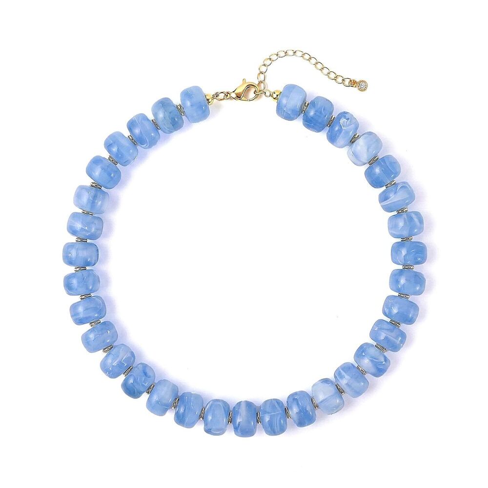 Chunky Statement Large Light-Blue Beaded Choker Necklaces Women